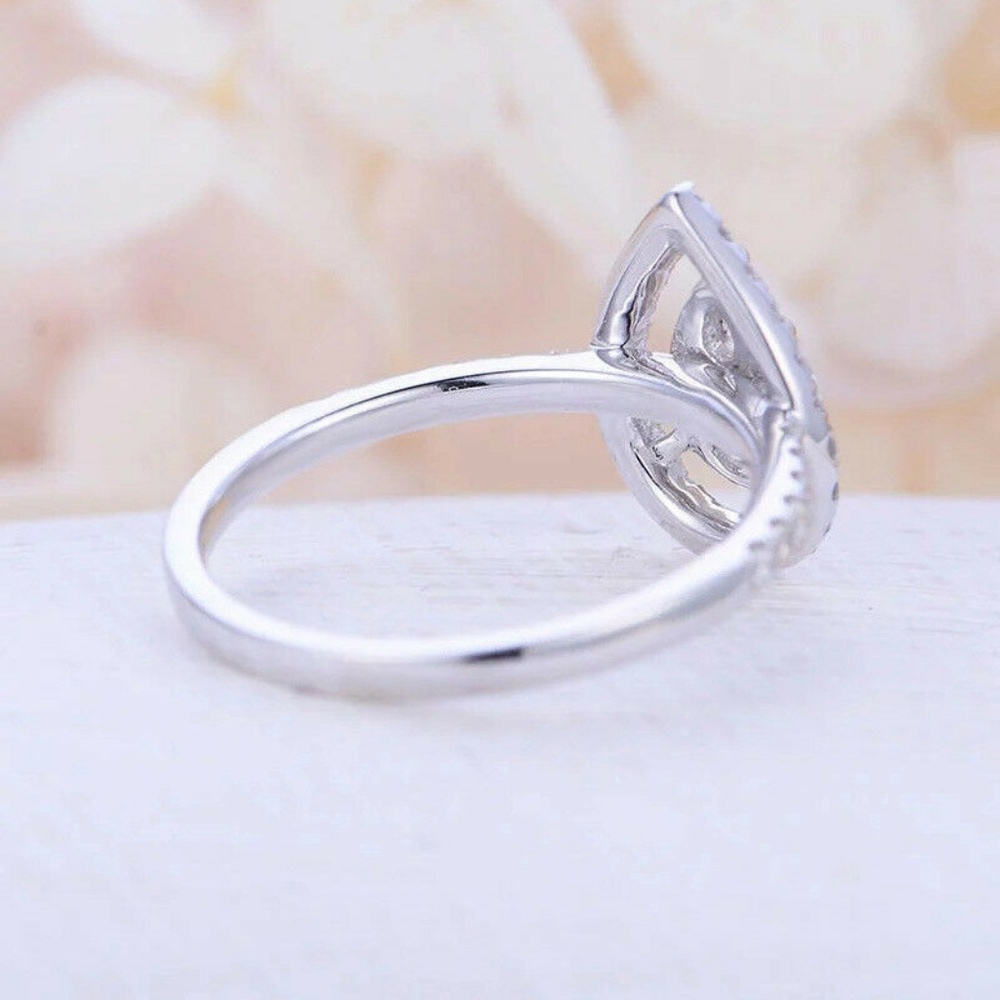 925 Silver Pear Cut White Sapphire Ring New - Picture 3 of 5